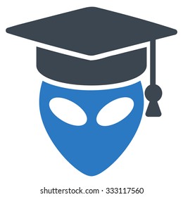 Alien Scientist vector icon. Style is flat bicolor smooth blue symbol, rounded angles, white background.