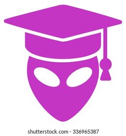 Alien Scientist vector icon. Style is flat violet symbol, rounded angles, white background.