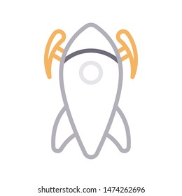 alien ship colour line vector icon