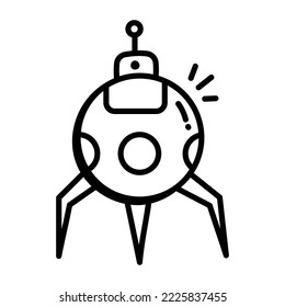 Alien ship, doodle icon of UFO 