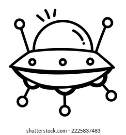 Alien ship, doodle icon of UFO 