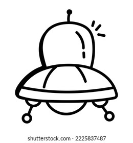 Alien ship, doodle icon of UFO 