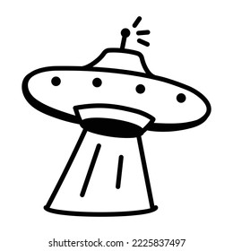 Alien ship, doodle icon of UFO 