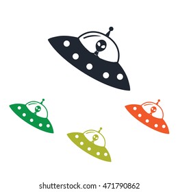 Alien ship icon on the background