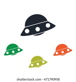 Alien ship icon on the background