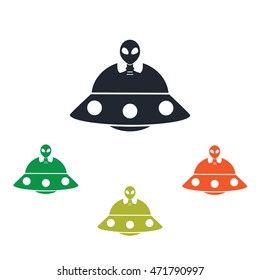 Alien ship icon on the background