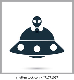 Alien ship icon on the background