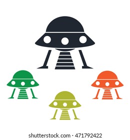 Alien ship icon on the background