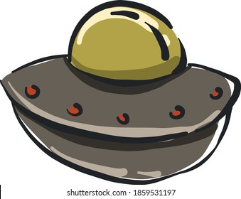 Alien ship, illustration, vector on white background.