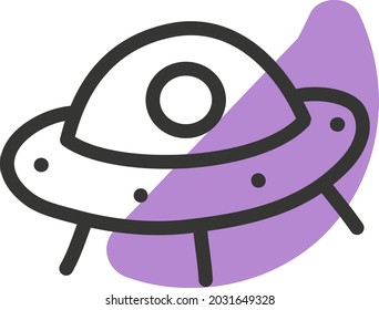 Buque alienígena, vector de ilustración, sobre fondo blanco.