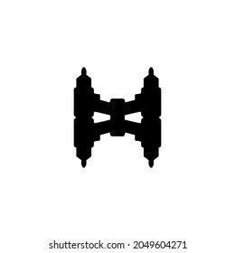 Alien ship line icon. Simple style space science poster background symbol. Logo design element. T-shirt printing. Vector for sticker.