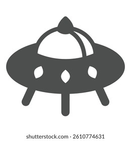 Alien ship solid icon, cosmos concept. Vector graphics. Spaceship for humanoid aliens, UFO plate sign on white background, glyph style icon for mobile or web design