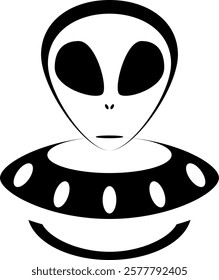 alien and ship vector icon