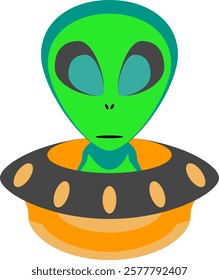 alien and ship vector icon