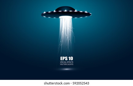 The alien ship. Vector illustration. UFO
