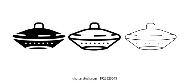 Alien ship vector. This symbol, ufo ship roller, miscellaneous web, logo and app icon. Editable line. Space Icon, Space sign, symbol line vector.