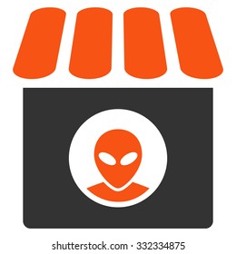 Alien Shop vector icon. Style is flat bicolor orange and gray symbol, rounded angles, white background.