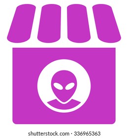 Alien Shop vector icon. Style is flat violet symbol, rounded angles, white background.