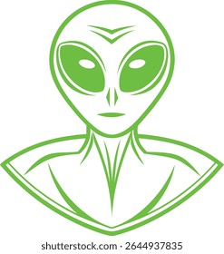 Alien Silhouette Line Art Vector Illustration On White Background