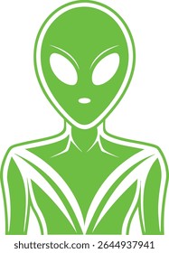 Alien Silhouette Line Art Vector Illustration On White Background