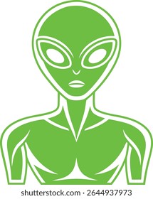 Alien Silhouette Line Art Vector Illustration On White Background