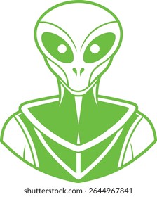 Alien Silhouette Line Art Vector Illustration On White Background