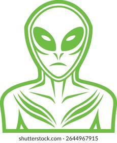 Alien Silhouette Line Art Vector Illustration On White Background