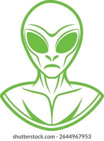 Alien Silhouette Line Art Vector Illustration On White Background
