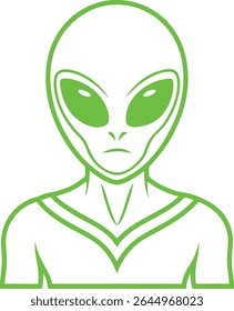 Alien Silhouette Line Art Vector Illustration On White Background