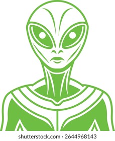 Alien Silhouette Line Art Vector Illustration On White Background