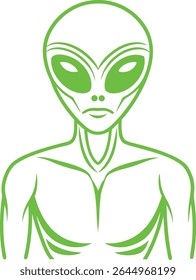 Alien Silhouette Line Art Vector Illustration On White Background