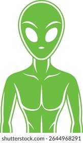 Alien Silhouette Line Art Vector Illustration On White Background