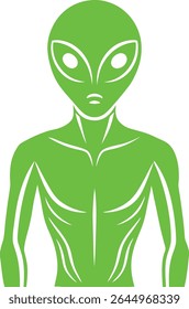 Alien Silhouette Line Art Vector Illustration On White Background