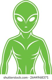 Alien Silhouette Line Art Vector Illustration On White Background