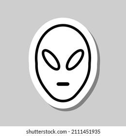 Alien simple icon vector. Flat desing. Sticker with shadow on gray background.ai