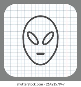Alien simple icon vector. Flat desing. On graph paper. Grey background.ai