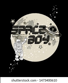 alien is sitting in a flying saucer.Hand drawn style.Space scientific vector illustration