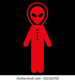 Alien Skafandr vector icon. Style is flat red symbol, rounded angles, black background.