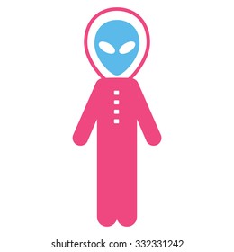 Alien Skafandr vector icon. Style is flat bicolor pink and blue symbol, rounded angles, white background.