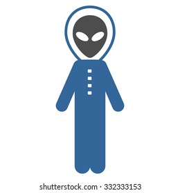 Alien Skafandr vector icon. Style is flat bicolor cobalt and gray symbol, rounded angles, white background.