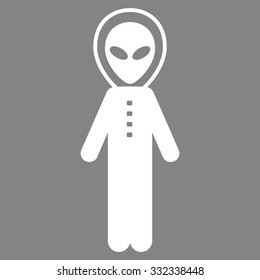 Alien Skafandr vector icon. Style is flat white symbol, rounded angles, gray background.