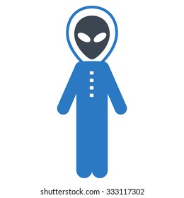 Alien Skafandr vector icon. Style is flat bicolor smooth blue symbol, rounded angles, white background.
