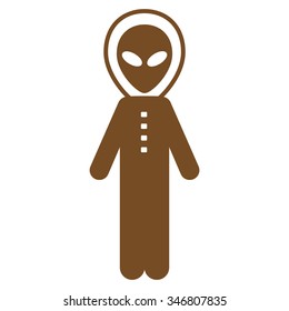 Alien Skafandr vector icon. Style is flat brown symbol, rounded angles, white background.