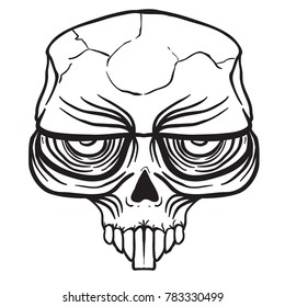 alien skull cartoon illustration isolated on white