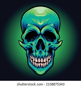 Alien Skull head psychedelic illustration for your work logo mascot merchandise tshirt stickers and label designs poster greeting cards advertising business company or brand