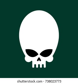 Alien skull isolated. UFO head skeleton. Vector illustration