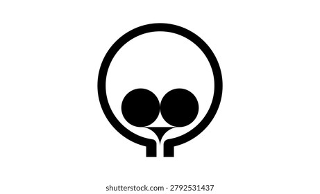 Alien skull logo, black isolated vector silhouette