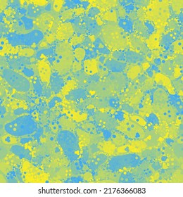Alien slime flecktarn Tarnung nahtlose Muster Hintergrund. Ukrainische Flagge farbene Kleidung Masking Camo wiederholen Textil-Druck. Die Farben Blau und Gelb zeichnen sich durch eine angenehme Konsistenz aus. Vektorgrafik.