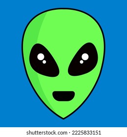 Alien smile face vector icon illustration,cute face alien.