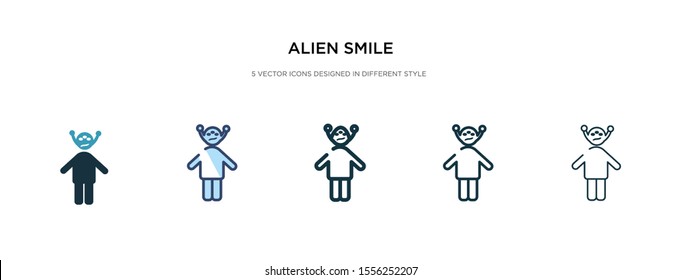alien smile icon in different style vector illustration. two colored and black alien smile vector icons designed in filled, outline, line and stroke style can be used for web, mobile, ui
